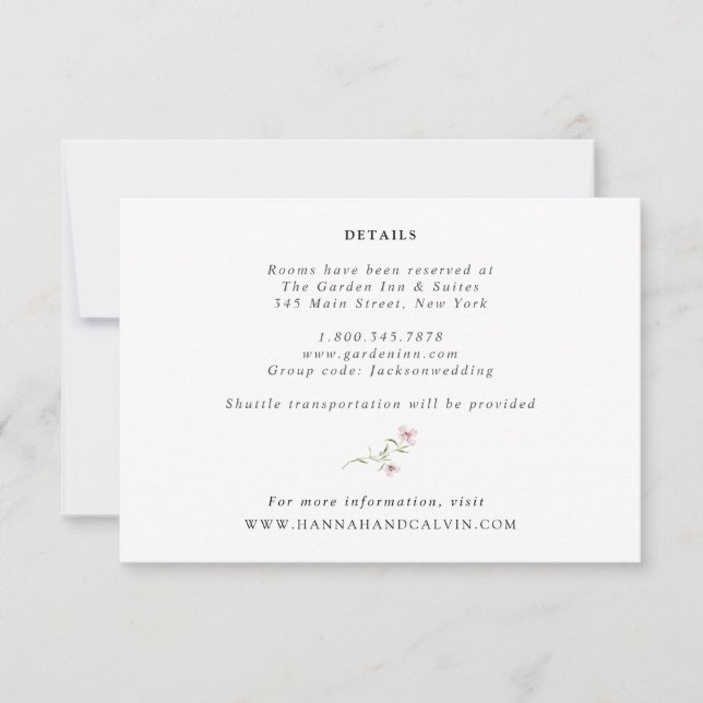 Invitation Fiche détaillée du Mariage Fleur sauvage (Devant)