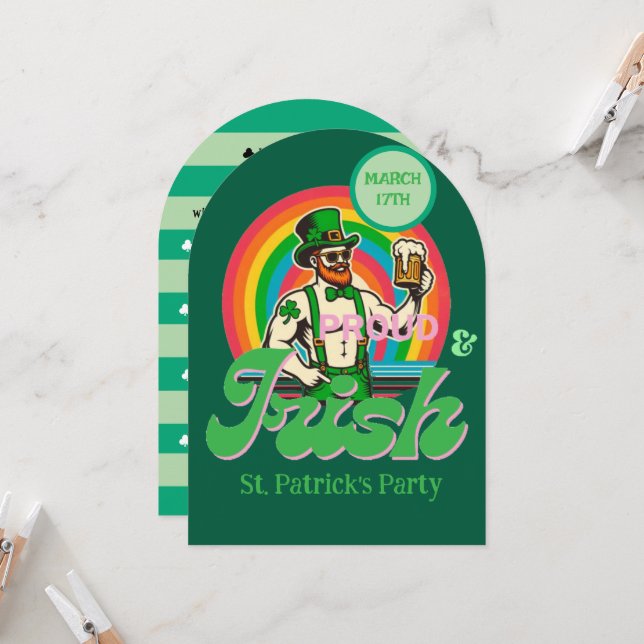 Invitation Fière et irlandaise St Patrick Custom LGBTQ+ (Devant/Arrière en situation)