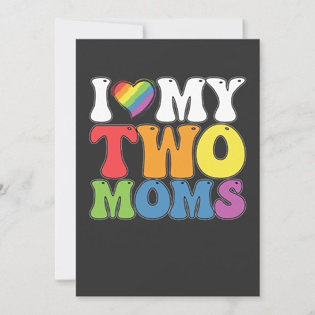 Invitation Fierté LGBT J'Aime Mes Deux Moms Soutien Lesbien G (Devant)
