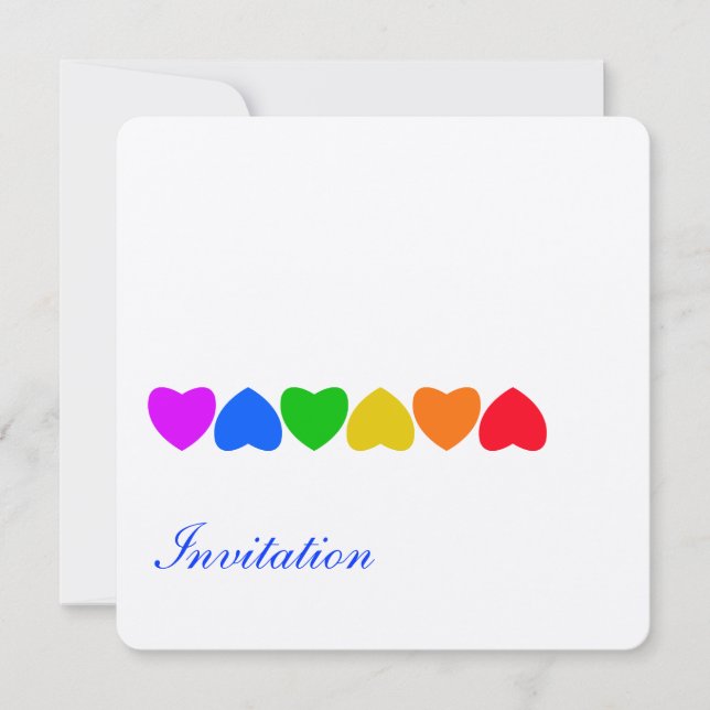 Invitation Fierté Rainbow Heart Line (Devant)