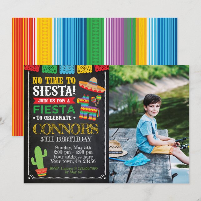 Invitation Fiesta, anniversaire de Cinco De Mayo (Devant / Derrière)