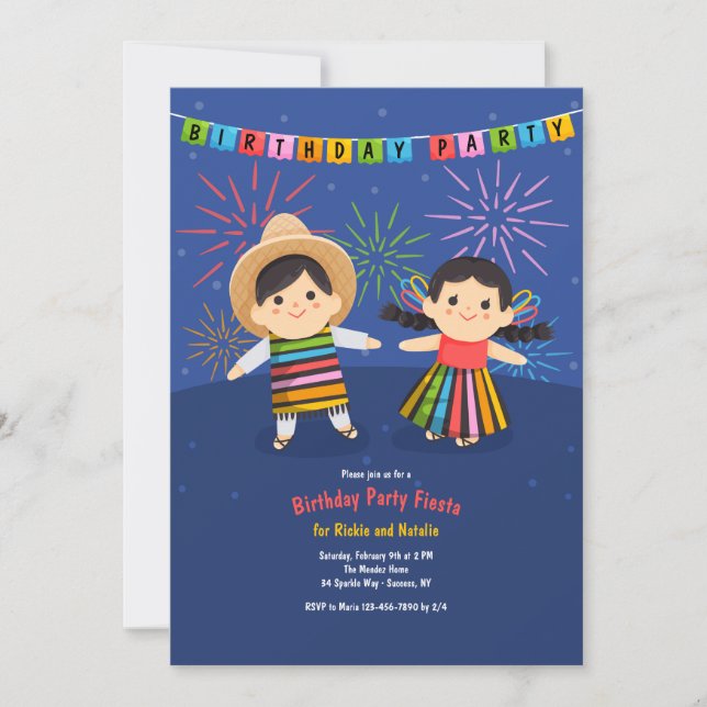 Invitation Fiesta, Anniversaire de enfant latino-américain (Devant)