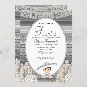 Invitation Fiesta Baby shower Charro Argent