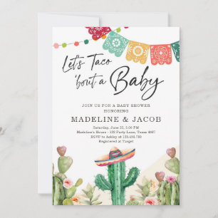Invitation Fiesta Cactus Aquarelle Bébé Couples Douche
