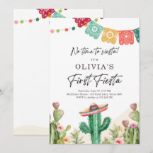 Fiesta Cactus Aquarelle fille premier anniversaire