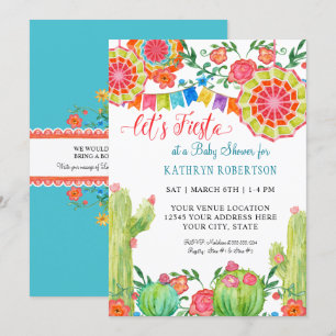 Invitation Fiesta Cactus Baby shower Garçon Banner Pennant