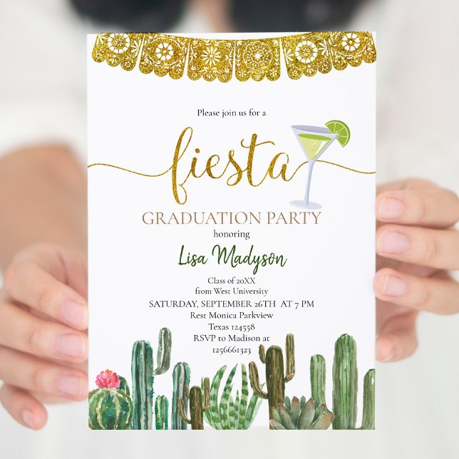 Invitation Fiesta Cactus Graduation Party Mexicaine (Créateur téléchargé)