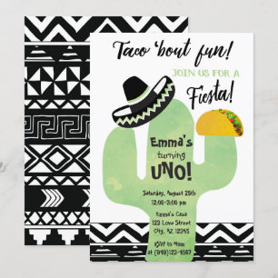 Invitation Fiesta Cactus Taco "À propos Fun Anniversaire