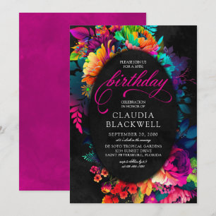Invitation Fiesta colorée Aquarelle Florale Anniversaire