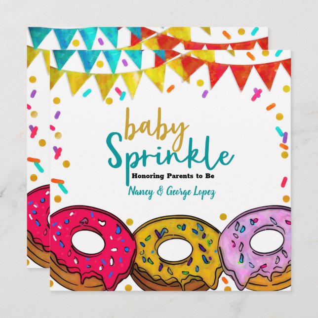 Invitation Fiesta Donuts Baby Sprinkle Shower Celebration (Devant / Derrière)