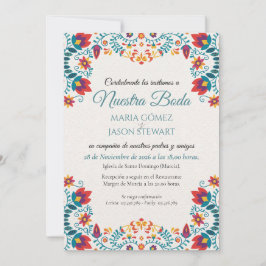 Invitation Fiesta Elegant Colorful Floral Spanish Wedding