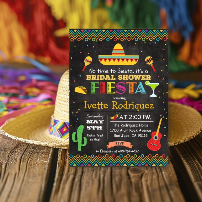 Invitation Fiesta Fête des mariées mexicaine Chalk (Créateur téléchargé)