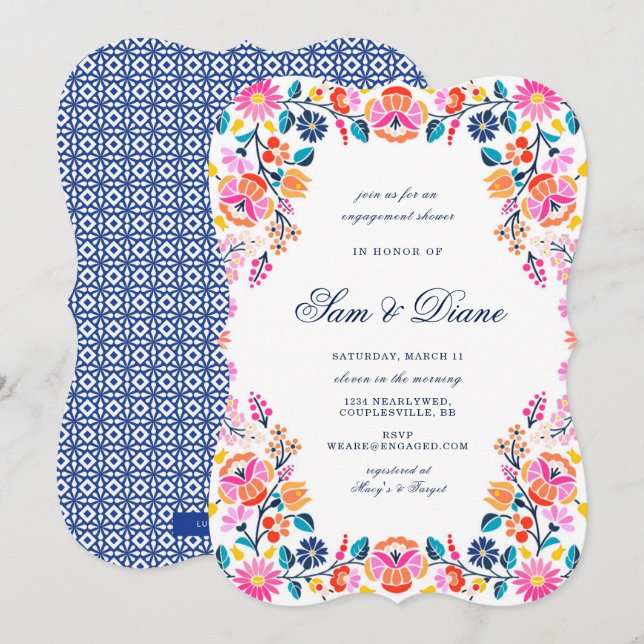 Invitation Fiesta Fiançailles Shower (Devant / Derrière)