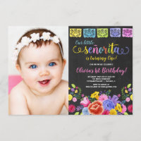 Fiesta fille anniversaire floral aquarelles photo