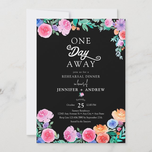 Invitation Fiesta | Fleurs mexicaines | Dîner de répétition (Devant)