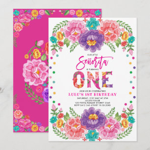 Invitation Fiesta Florale mexicaine de Little Senorita 1er an
