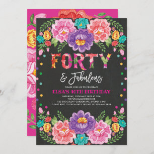 Invitation Fiesta florale quarante et fabuleuse femme 40e ann