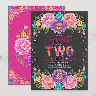 Invitation Fiesta florale vivante Senorita Girl 2e anniversai