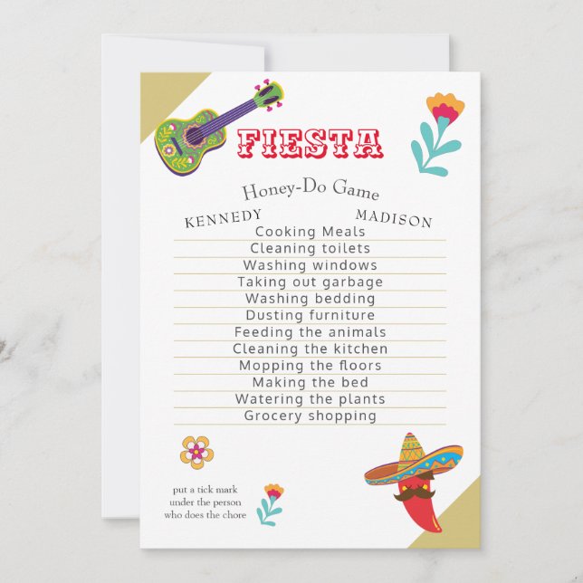 Invitation Fiesta Fun Wedding shower Jeu Fab (Devant)
