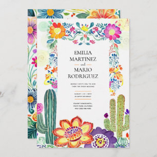Invitation FIESTA MARIAGE - Fleurs Folkart Moderne