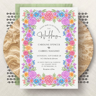 Invitation Fiesta Mariage Floral coloré mexicain