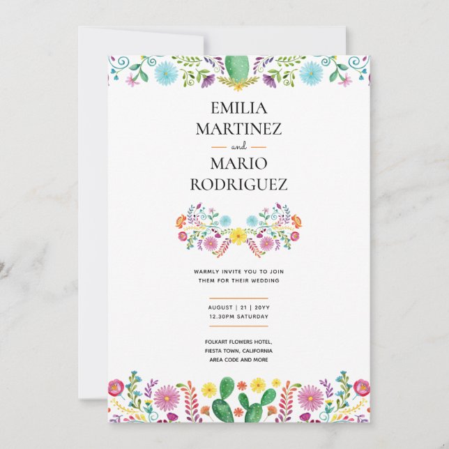 Invitation FIESTA MARIAGE - Floral Folakart Moderne (Devant)