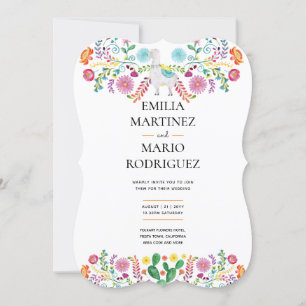 Invitation Fiesta Mariage Llama Fleurs folkloriques Cactus In