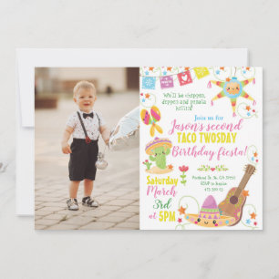 Invitation Fiesta Mexicaine Pinata Taco Deux Anniversaire