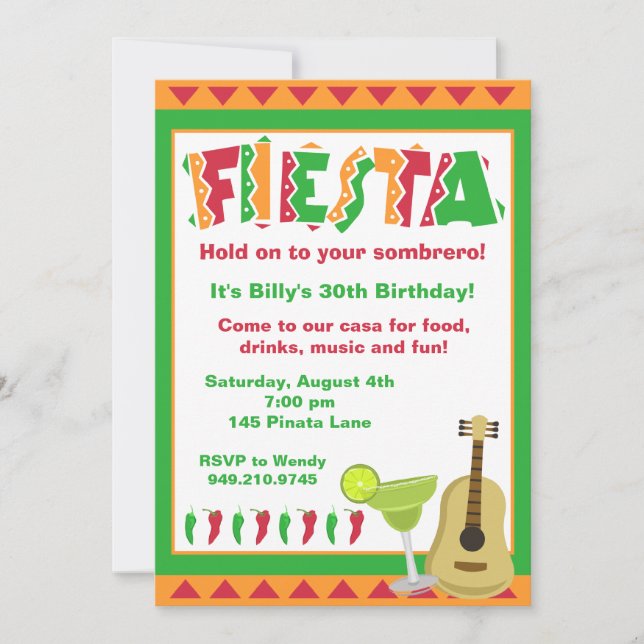 Invitation Fiesta Party (Devant)