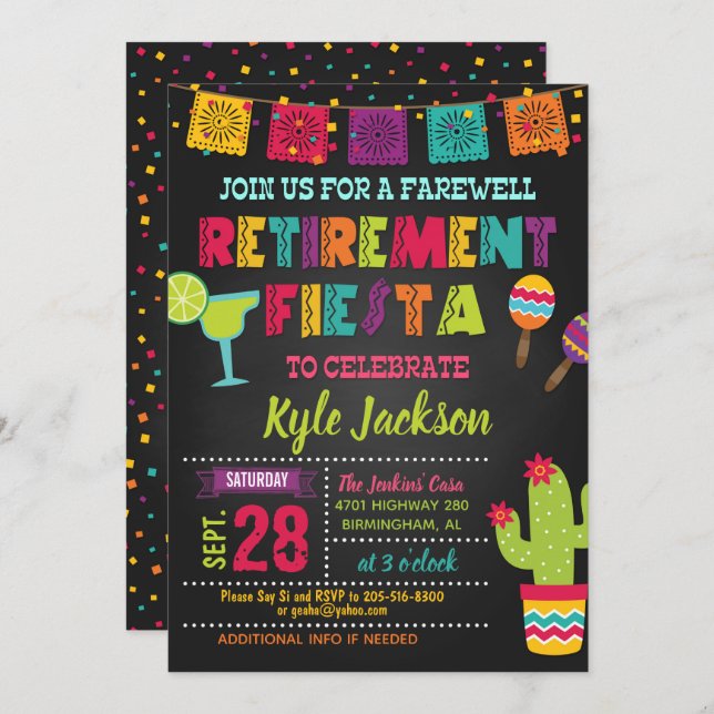 Invitation Fiesta Retraite (Devant / Derrière)