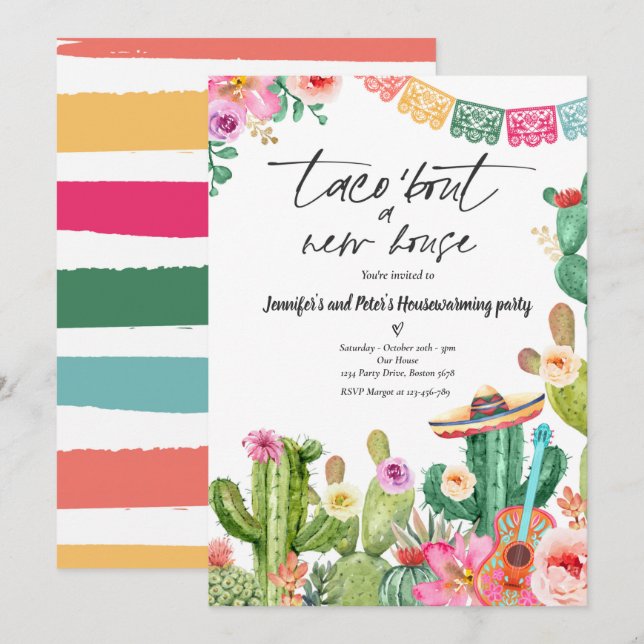 Invitation  Fiesta Taco 'Bout A New House House House House H (Devant / Derrière)