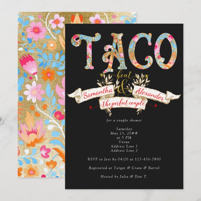Invitation Fiesta Taco Bout Amour Parfait Couple Couple Douch (Devant / Derrière)