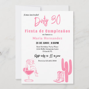 Invitation Fiesta Western Sale 30 ans espagnole