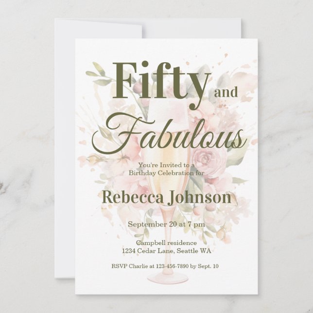 Invitation Fifty and Fabulous 50th Birthday Party (Devant)