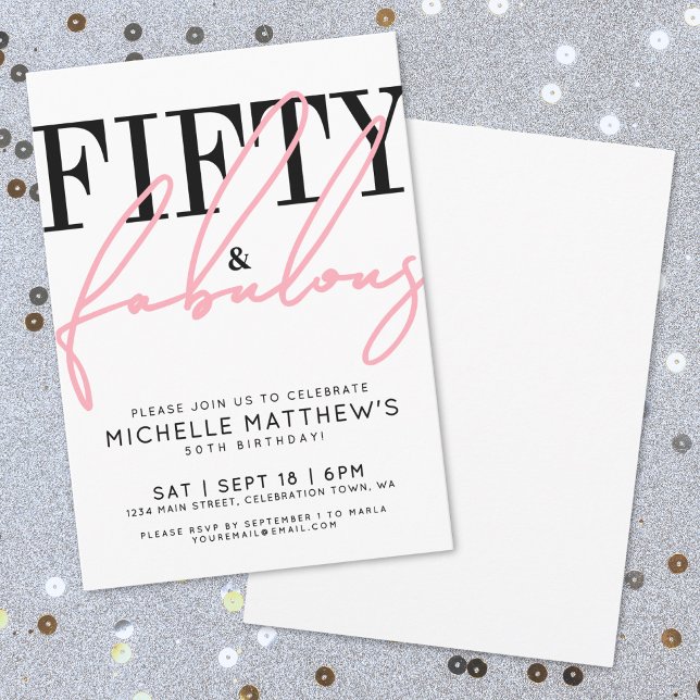 Invitation Fifty And Fabulous Modern 50th Birthday Party (Fifty And Fabulous Modern 50th Birthday Party Invitation)