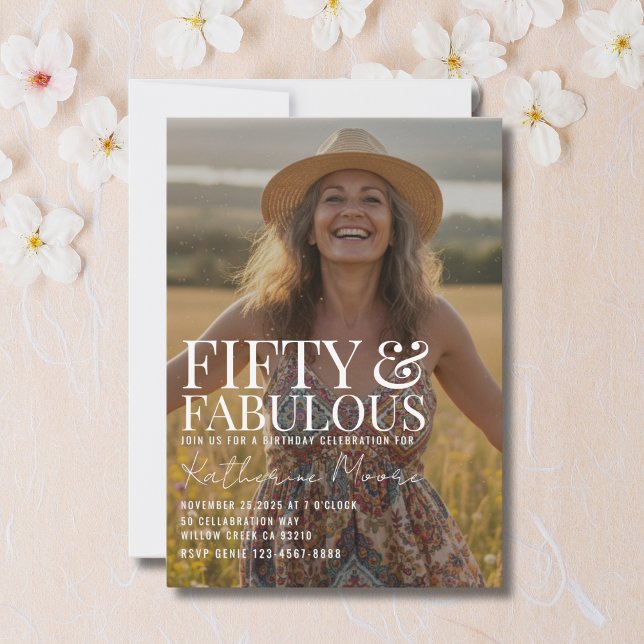 Invitation Fifty and Fabulous Photo 50th Birthday Party (Créateur téléchargé)