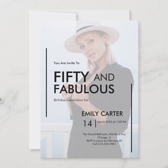 Invitation Fifty and Fabulous Photo 50th Birthday Party (Devant)