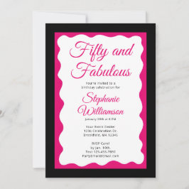 Invitation Fifty and Fabulous Pink and Black Script