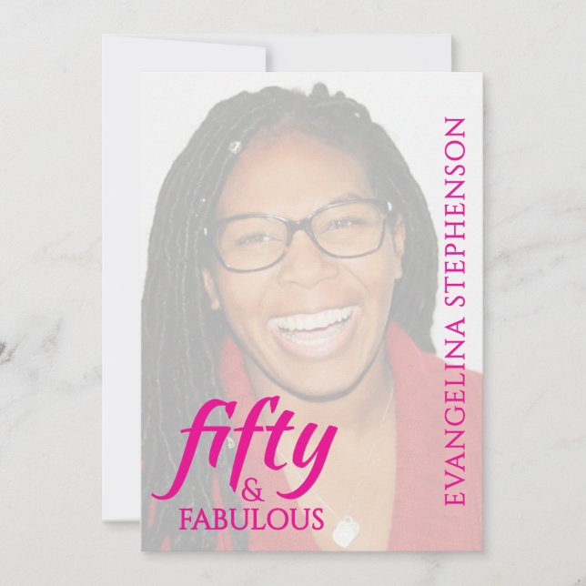 Invitation Fifty Fabulous Fiftieth 50th Birthday Pink Photo (Devant)