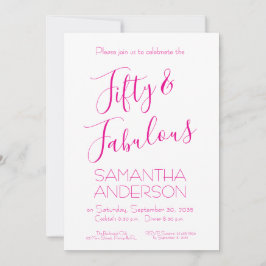 Invitation Fifty Fabulous Script Pink 50th Birthday Party 