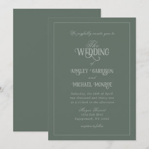 Invitation Fig Vert Élégant Mariage Luxe Monochrome