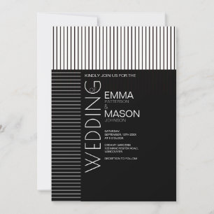 Invitation Filets minimalistes noirs et blancs