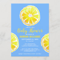 Filières d'aquarelle citron Baby shower bleu