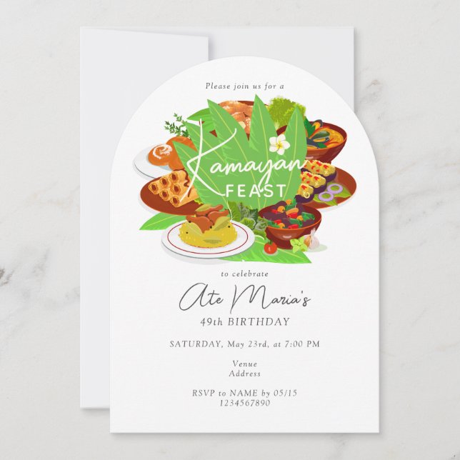 Invitation Filipino Kamayan Piesta Kaarawan Dîner d'anniversa (Devant)