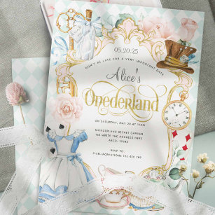 Invitation Fille 1er anniversaire Alice's Onederland Tea part