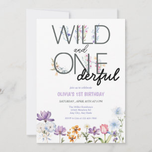 Invitation Fille 1er anniversaire   Anniversaire Fleur sauvag