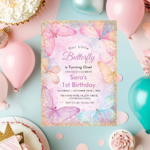Invitation Fille 1er anniversaire Little Butterfly Party