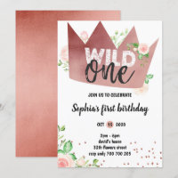 Fille 1er anniversaire WILD UN Rose Gold Foil Crow