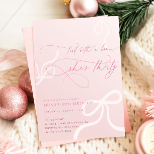 Invitation Fille 30 ans d'anniversaire Ruban noué avec un nœu