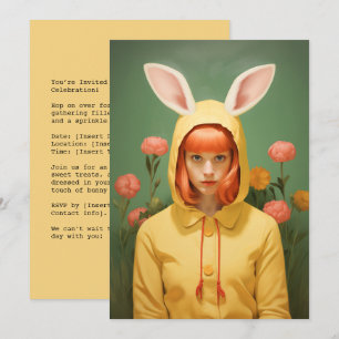 Invitation Fille à capuchon de lapin